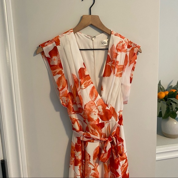 Eliza J White Red Floral Maxi Dress 6P - Picture 12 of 13